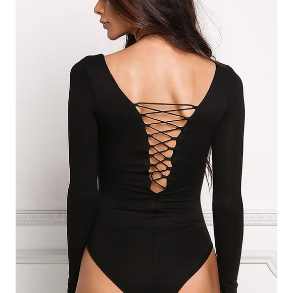 NWT Black lace up bodysuit - Picture 3 of 4